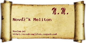Novák Meliton névjegykártya